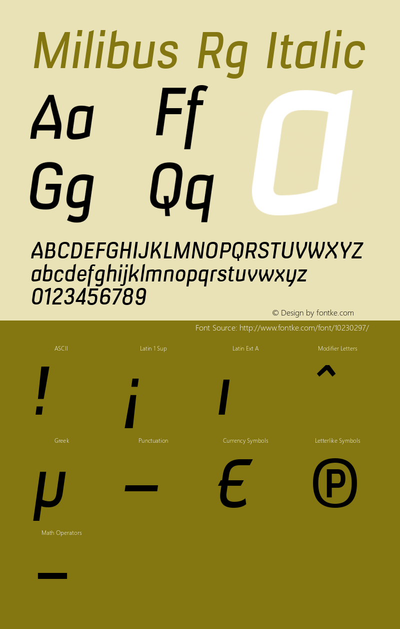 Milibus Rg Italic Version 001.000图片样张