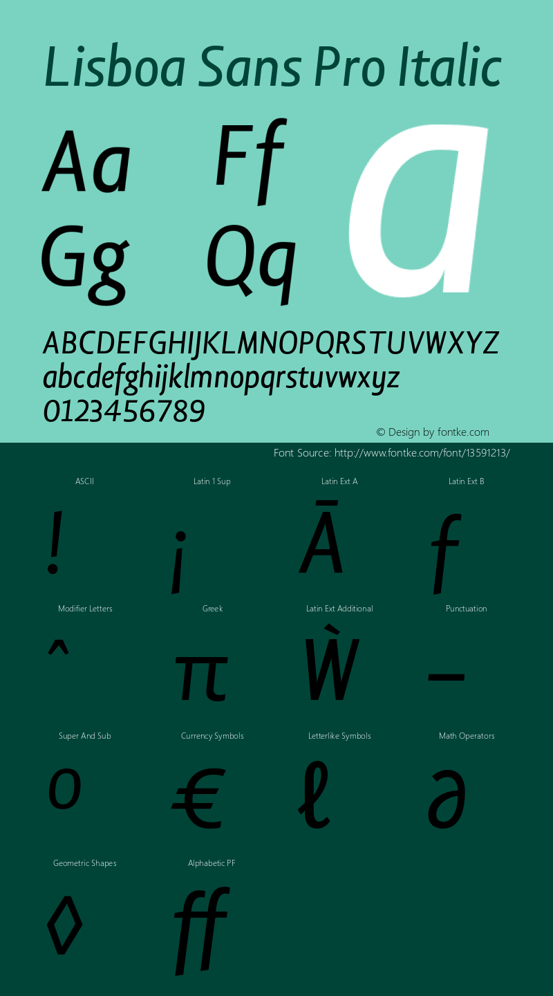 Lisboa Sans Pro Italic Version 1.001图片样张