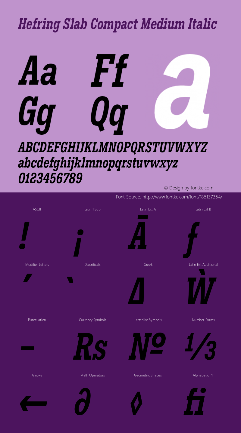 Hefring Slab Compact Medium Italic Version 001.000 October 2018图片样张