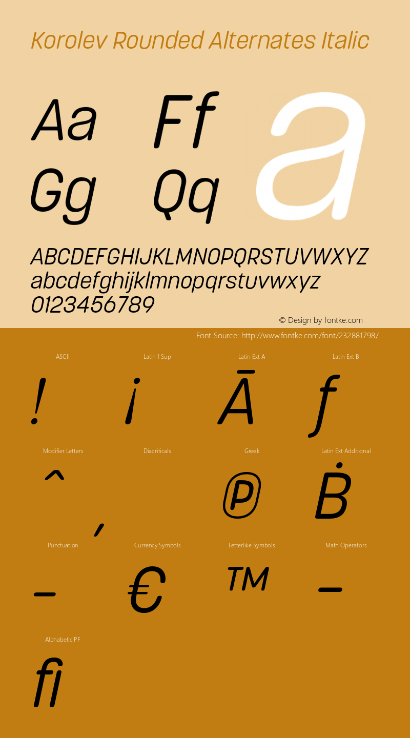 Korolev Rounded Alternates Regular Italic Version 2.000;hotconv 1.0.109;makeotfexe 2.5.65596图片样张