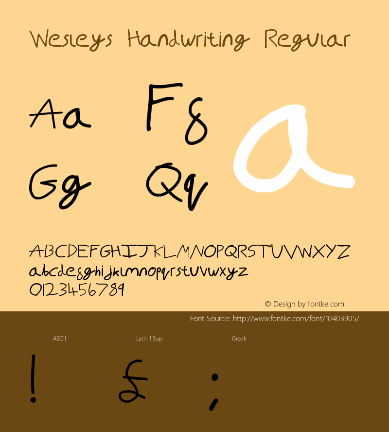 Wesleys Handwriting Regular Version 1.00 May 18, 2011, initial release图片样张
