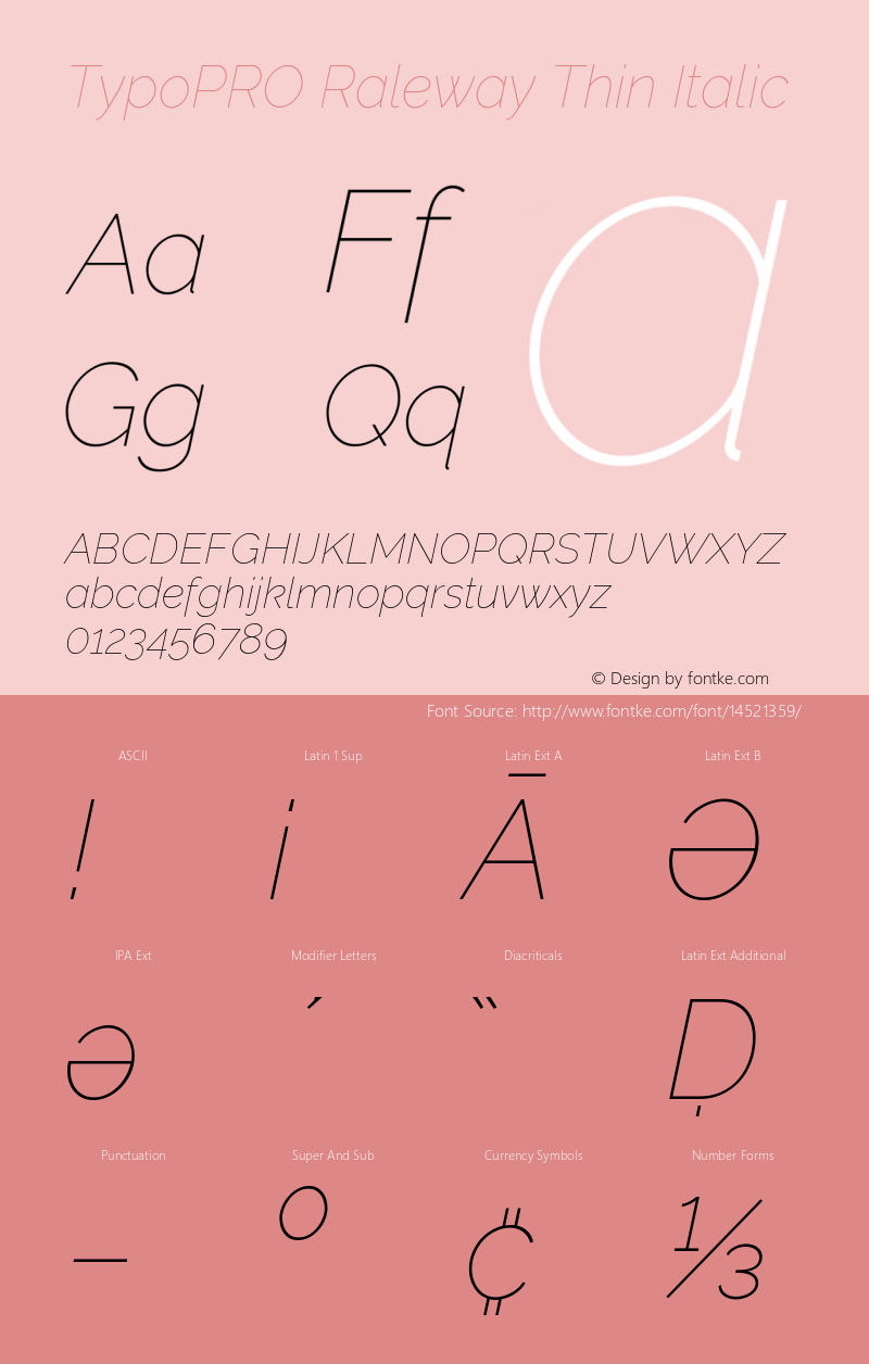 TypoPRO Raleway Thin Italic Version 3.000; ttfautohint (v0.96) -l 8 -r 28 -G 28 -x 14 -w 