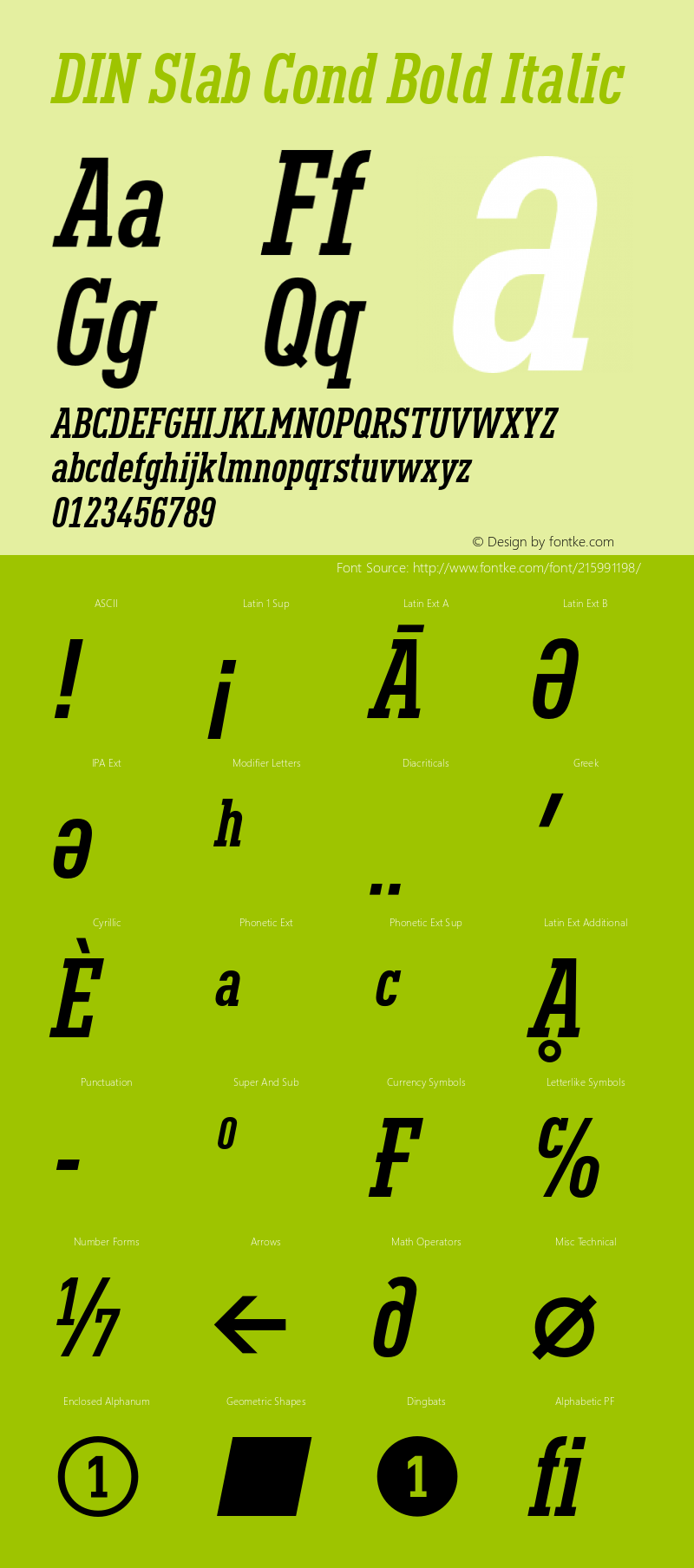 DIN Slab Cond Bold Italic Version 1.00图片样张