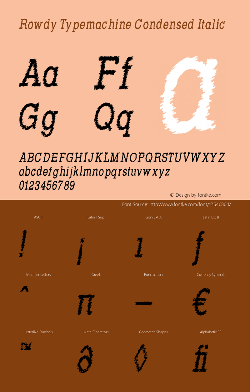 Rowdy Typemachine Condensed Italic Version 5.023图片样张