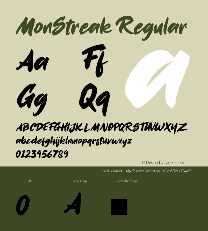 MonStreak Regular Version 1.003;Fontself Maker 3.4.0图片样张