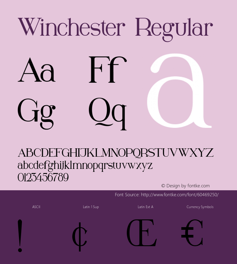 Winchester Version 1.00;March 18, 2020;FontCreator 12.0.0.2563 64-bit图片样张