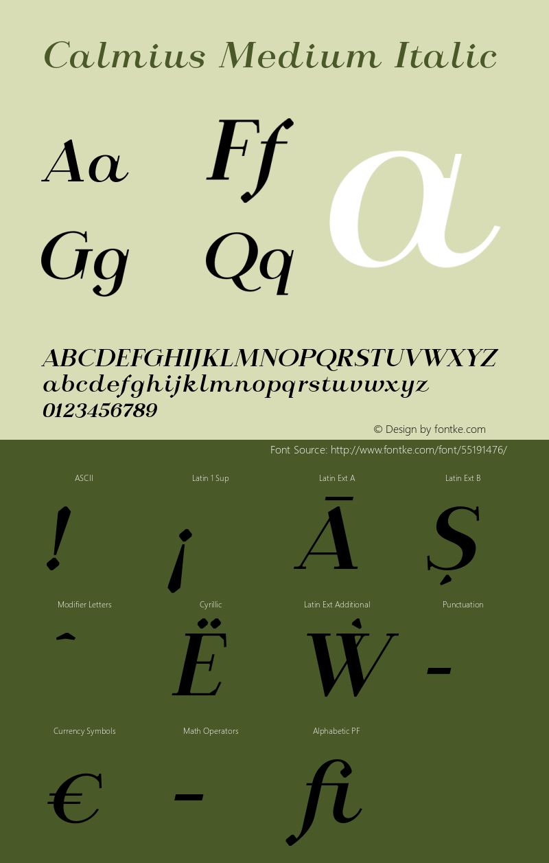 Calmius-MediumItalic Version 1.000图片样张