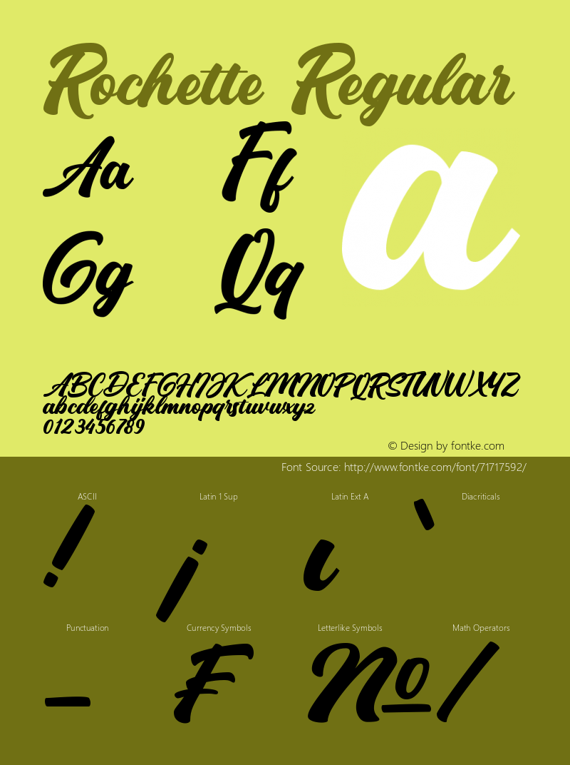 Rochette Version 1.00;August 9, 2020;FontCreator 12.0.0.2567 64-bit图片样张