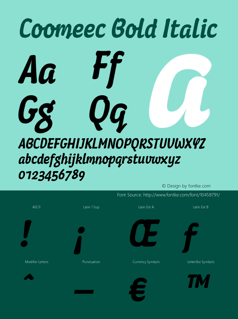 Coomeec Bold Italic Version 1.00图片样张