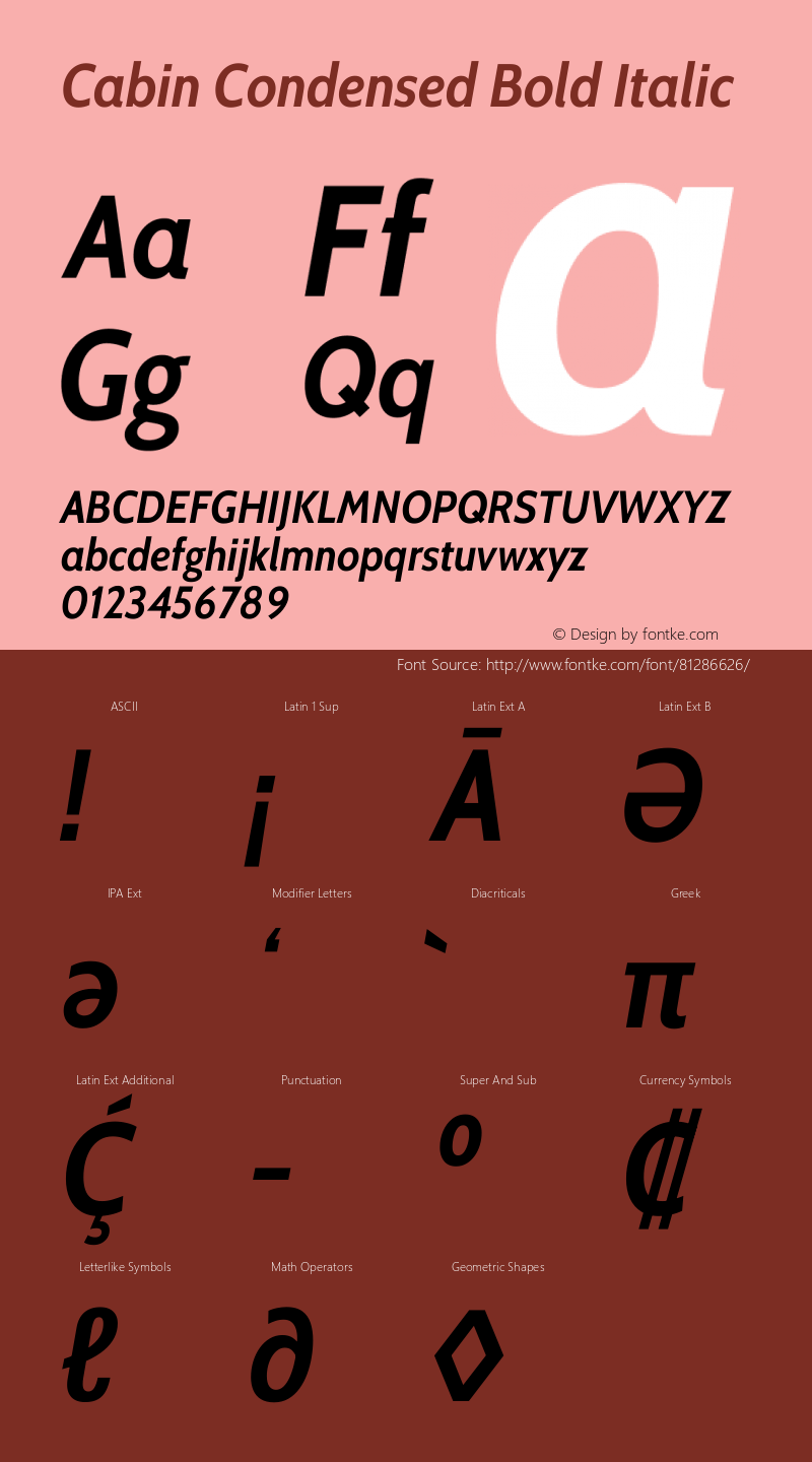 Cabin Condensed Bold Italic Version 3.001图片样张