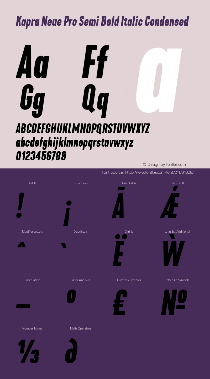 Kapra Neue Pro Semi Bold Italic Condensed Version 1.000;PS 001.000;hotconv 1.0.88;makeotf.lib2.5.64775图片样张