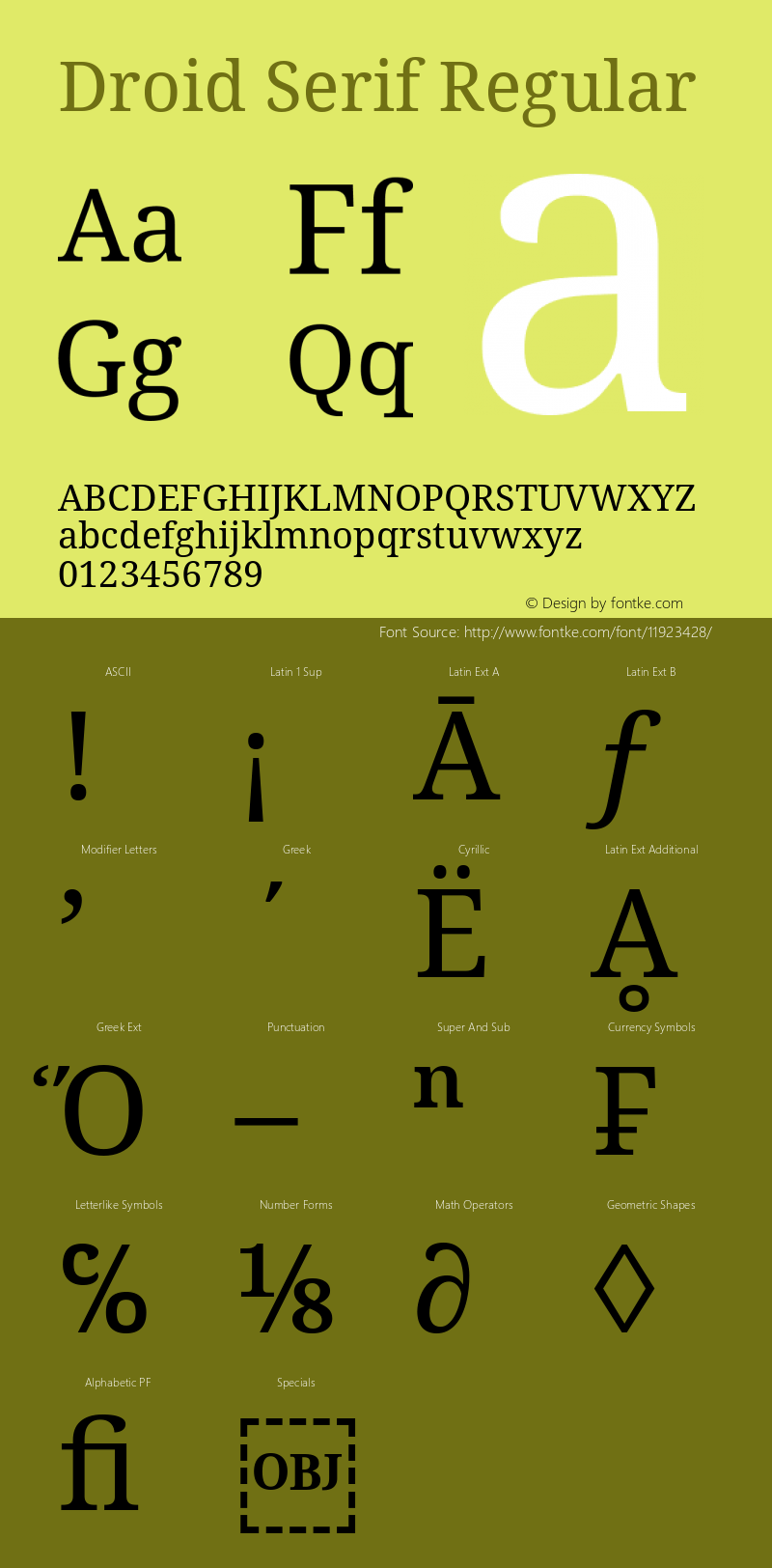 Droid Serif Regular Version 1.00 build 107图片样张