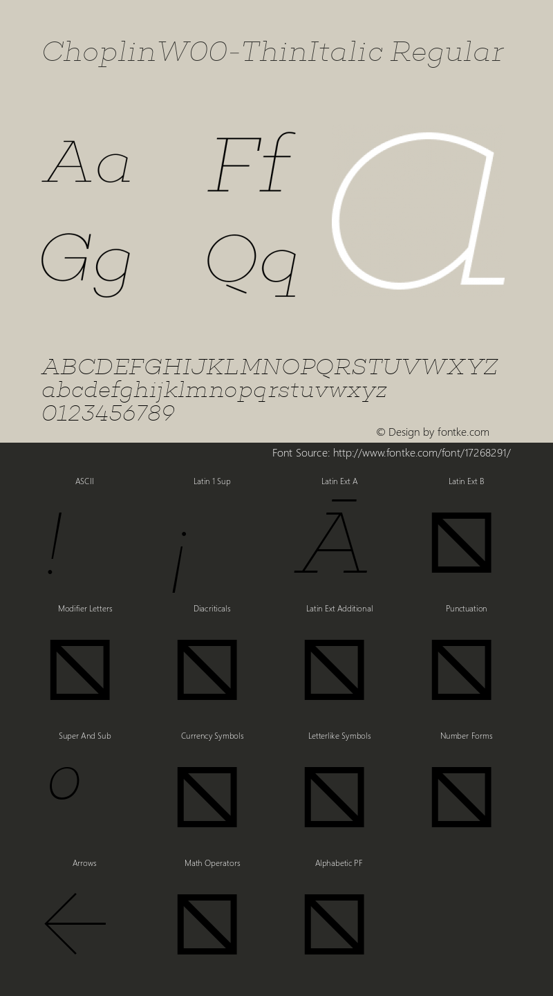 ChoplinW00-ThinItalic Regular Version 1.00图片样张