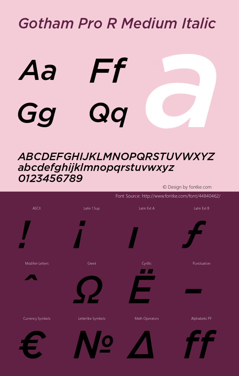 GothamProRMediumItalic Version 1.001图片样张