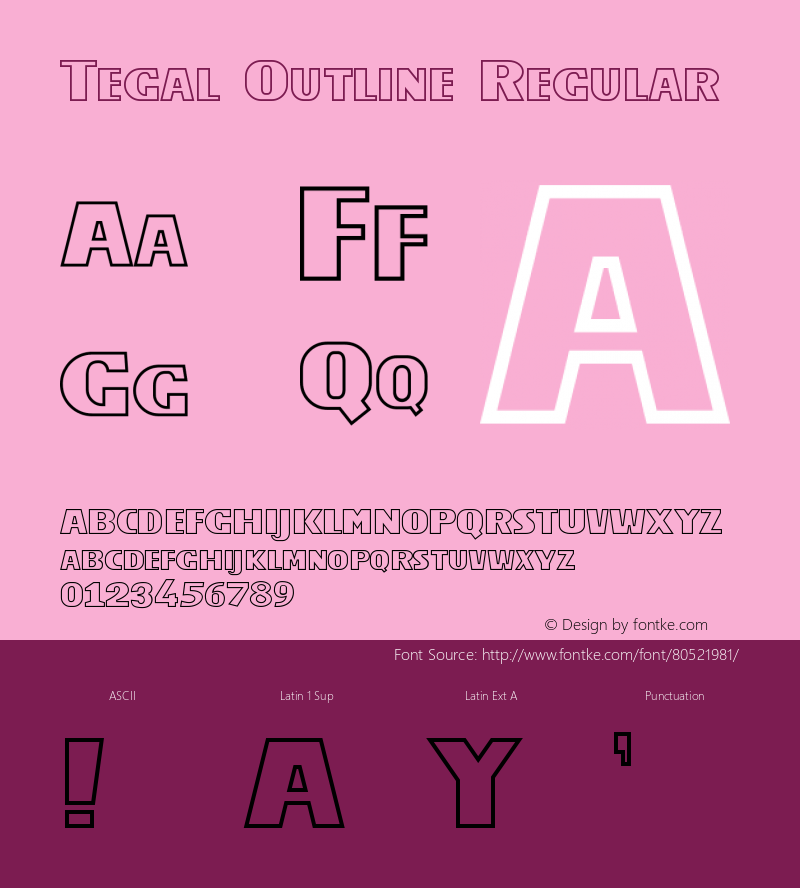 Tegal Outline Regular Version 1.001;Fontself Maker 3.5.1图片样张