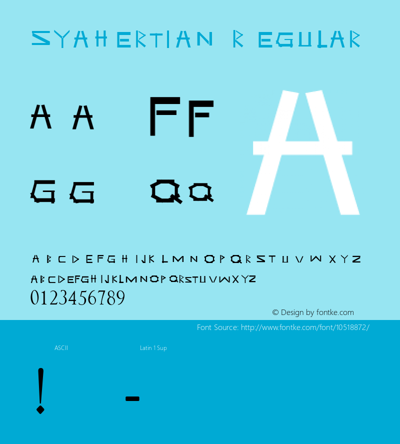 Syahertian Regular Version 1.00 October 6, 2013, initial release图片样张