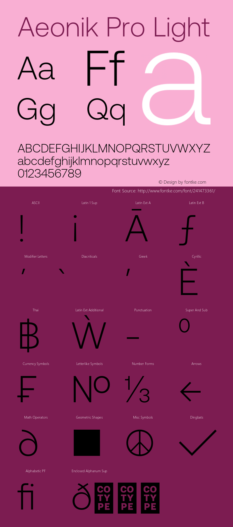 Aeonik Pro Light Version 1.002;hotconv 1.0.109;makeotfexe 2.5.65596图片样张