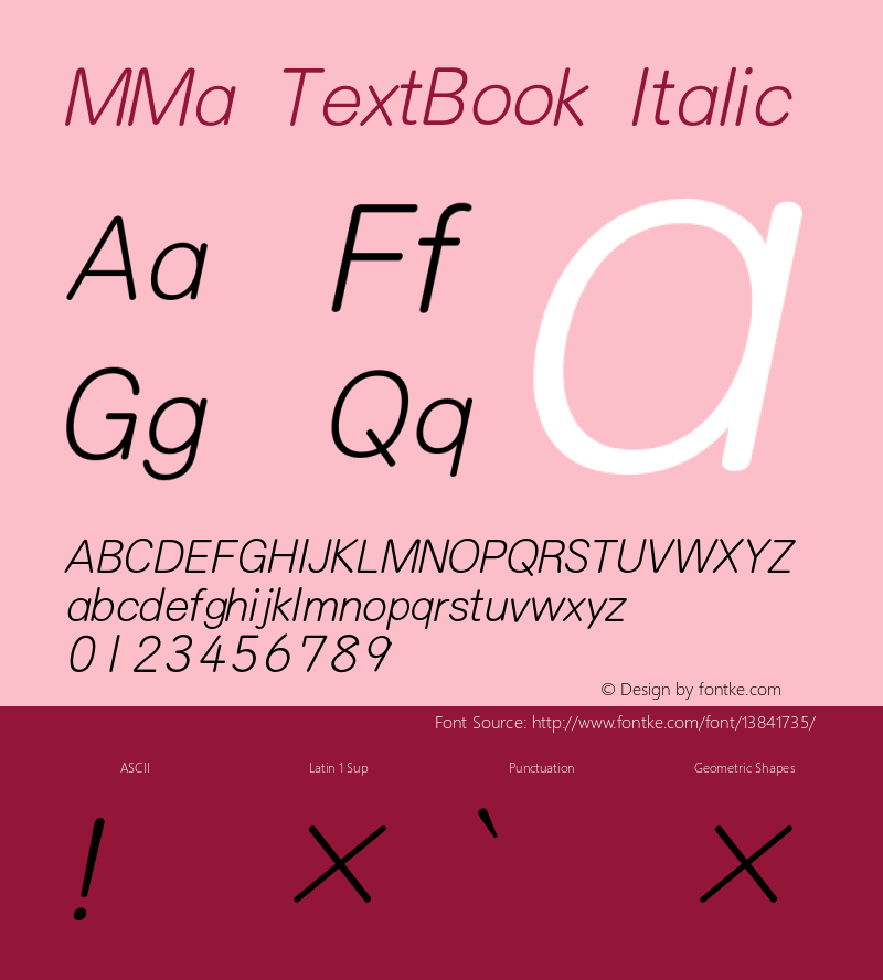 MMa TextBook Italic Version 3.100;PS 001.000;hotconv 1.0.38;makeotf.lib1.6.5960图片样张