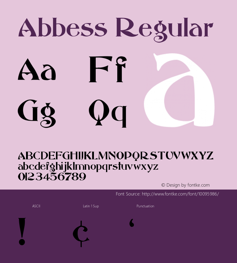 Abbess Regular Altsys Fontographer 3.5  8/27/92图片样张