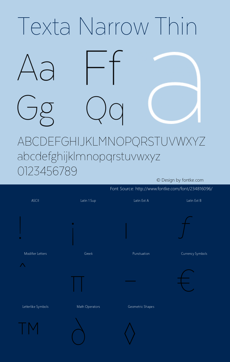 TextaNarrow-Thin Version 1.005图片样张