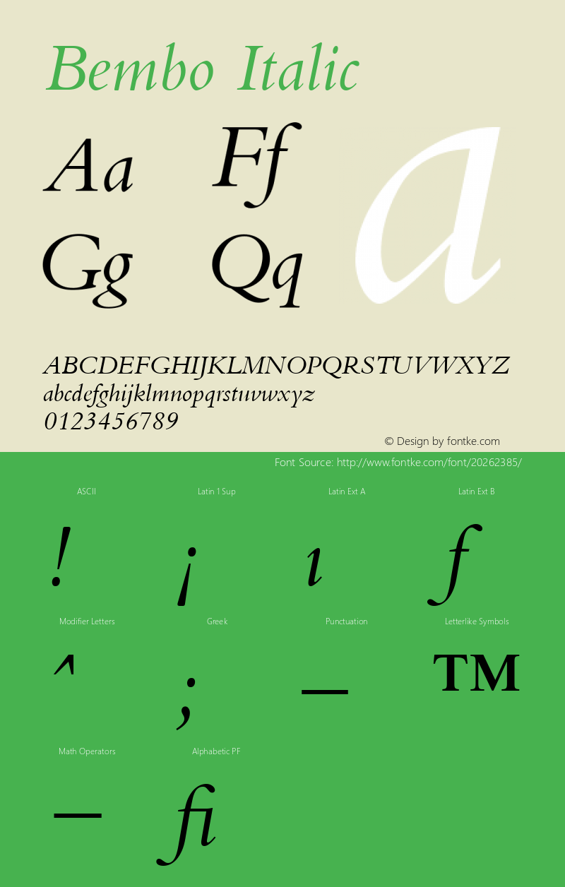 Bembo Italic Version 001.000图片样张