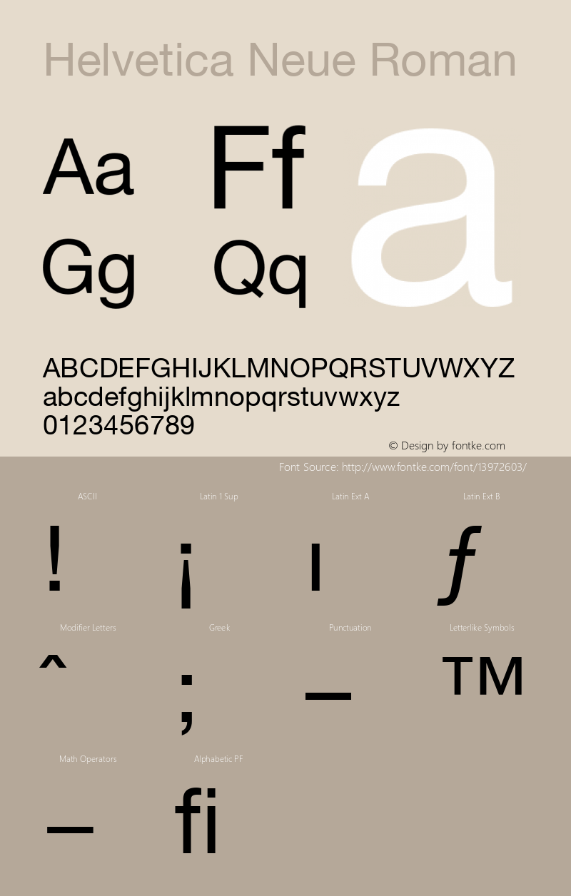 Helvetica Neue Roman Version 001.102图片样张