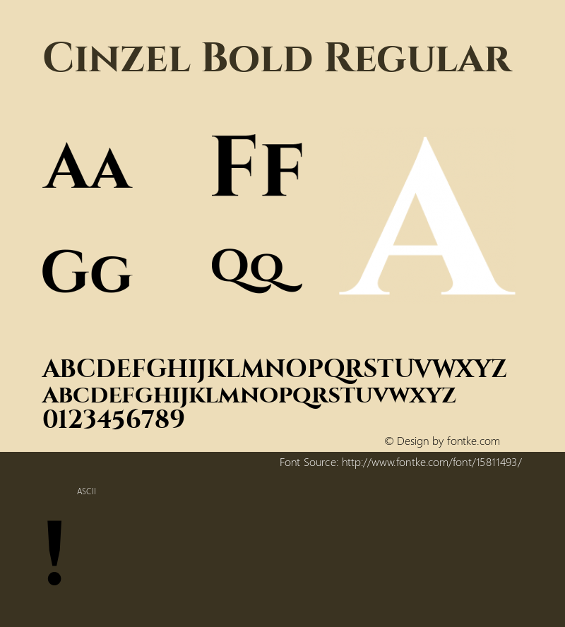 Cinzel Bold Regular Version 1.001;PS 001.001;hotconv 1.0.56;makeotf.lib2.0.21325; ttfautohint (v1.4.1)图片样张