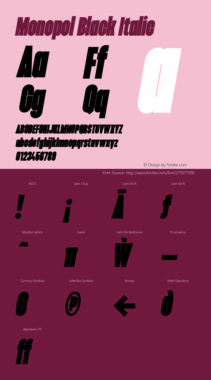 Monopol Black Italic Version 2.000图片样张