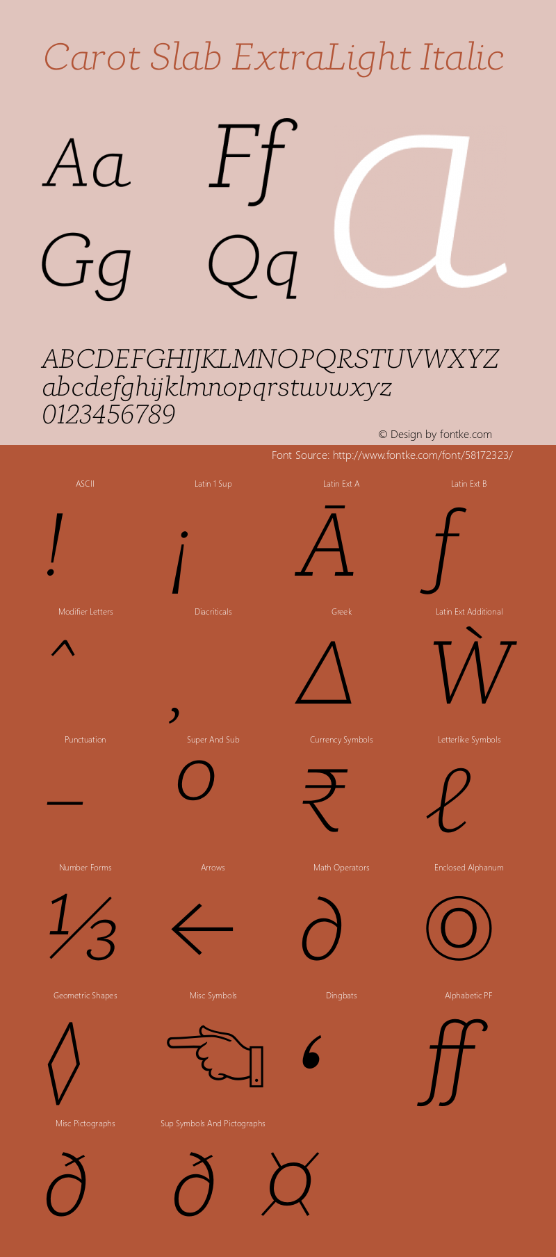 Carot Slab ExtraLight Italic Version 1.000图片样张