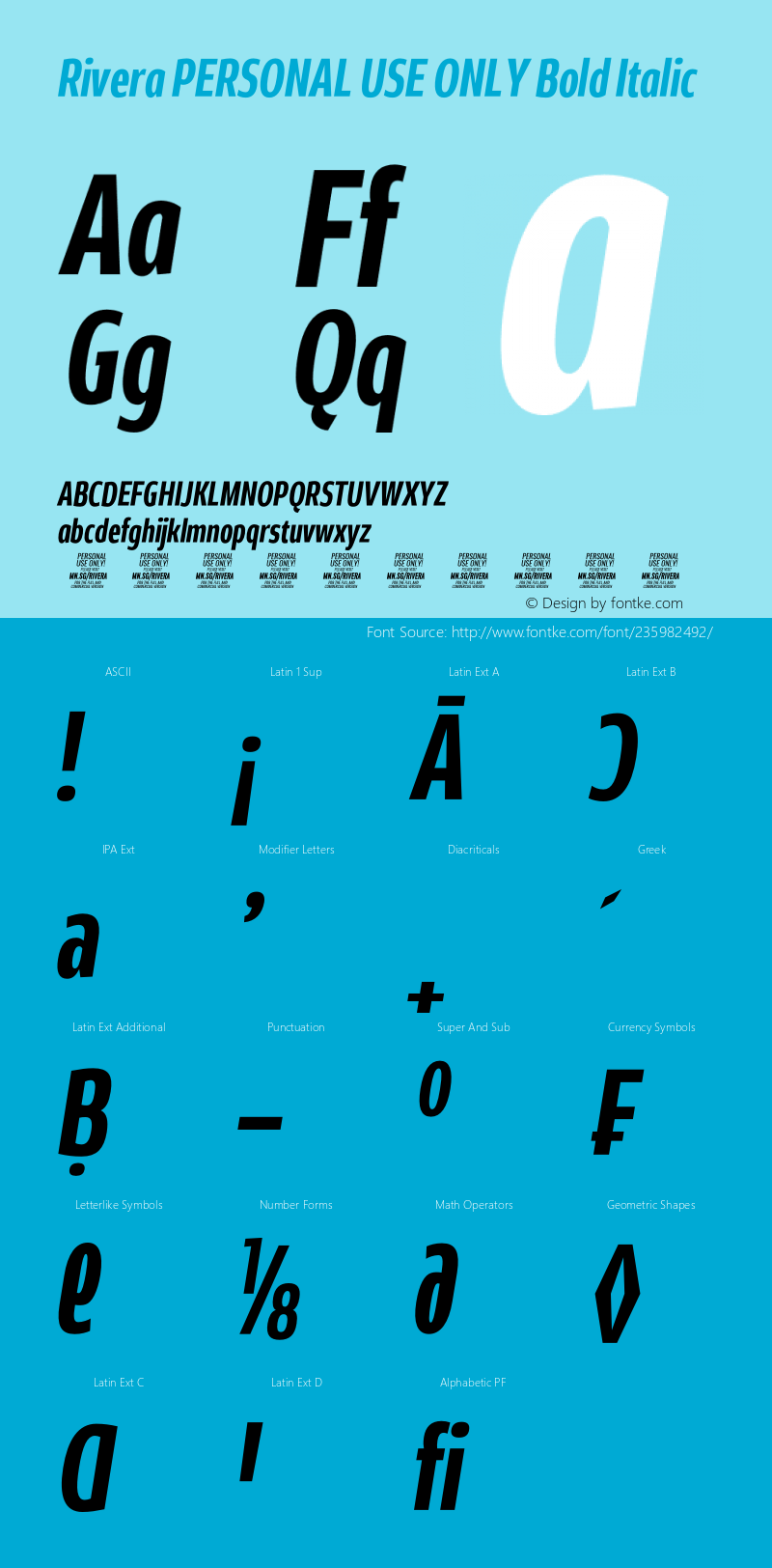 Rivera PERSONAL USE ONLY Bold Italic Version 1.001;FEAKit 1.0图片样张