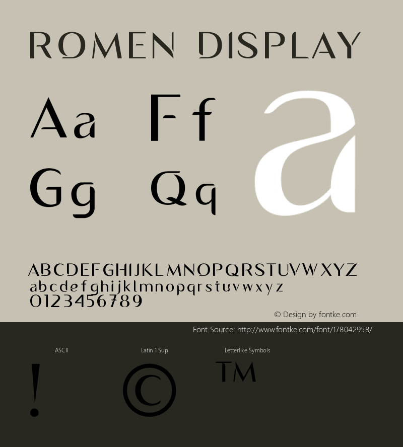 ROMEN DISPLAY Version 1.014;Fontself Maker 1.1.0图片样张