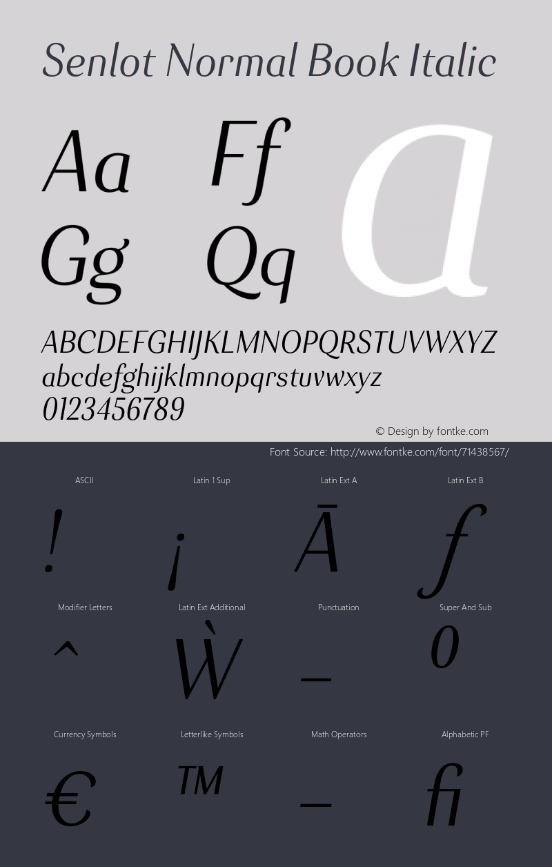 Senlot-NormalBookItalic Version 1.000图片样张