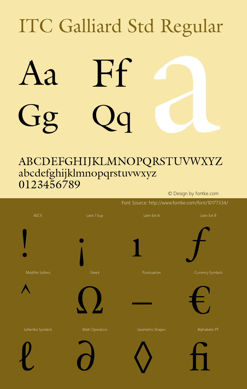 ITC Galliard Std Regular OTF 1.018;PS 001.002;Core 1.0.31;makeotf.lib1.4.1585图片样张