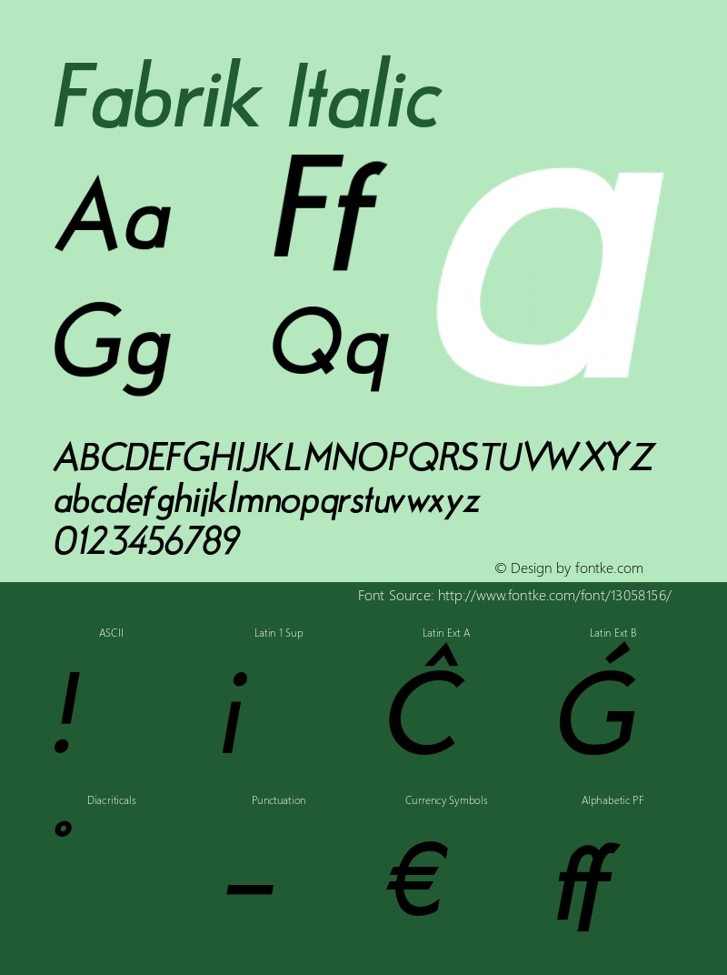 Fabrik Italic Version Version 1.5 (20.02.2图片样张