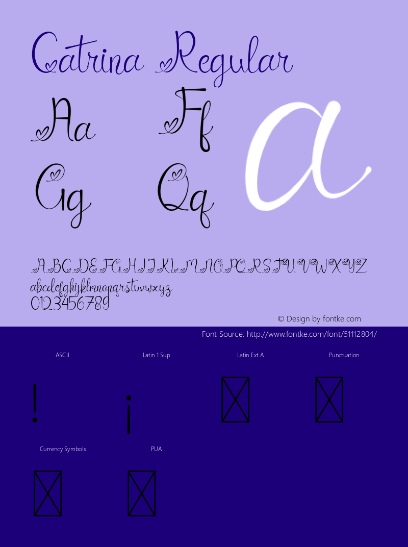 CatrinaRegular Version 1.003;Fontself Maker 3.4.0图片样张