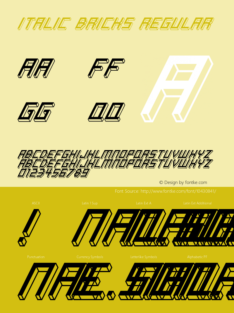 Italic Bricks Regular Version 1.0图片样张