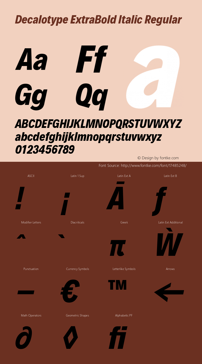 Decalotype ExtraBold Italic Regular Version 1.0图片样张