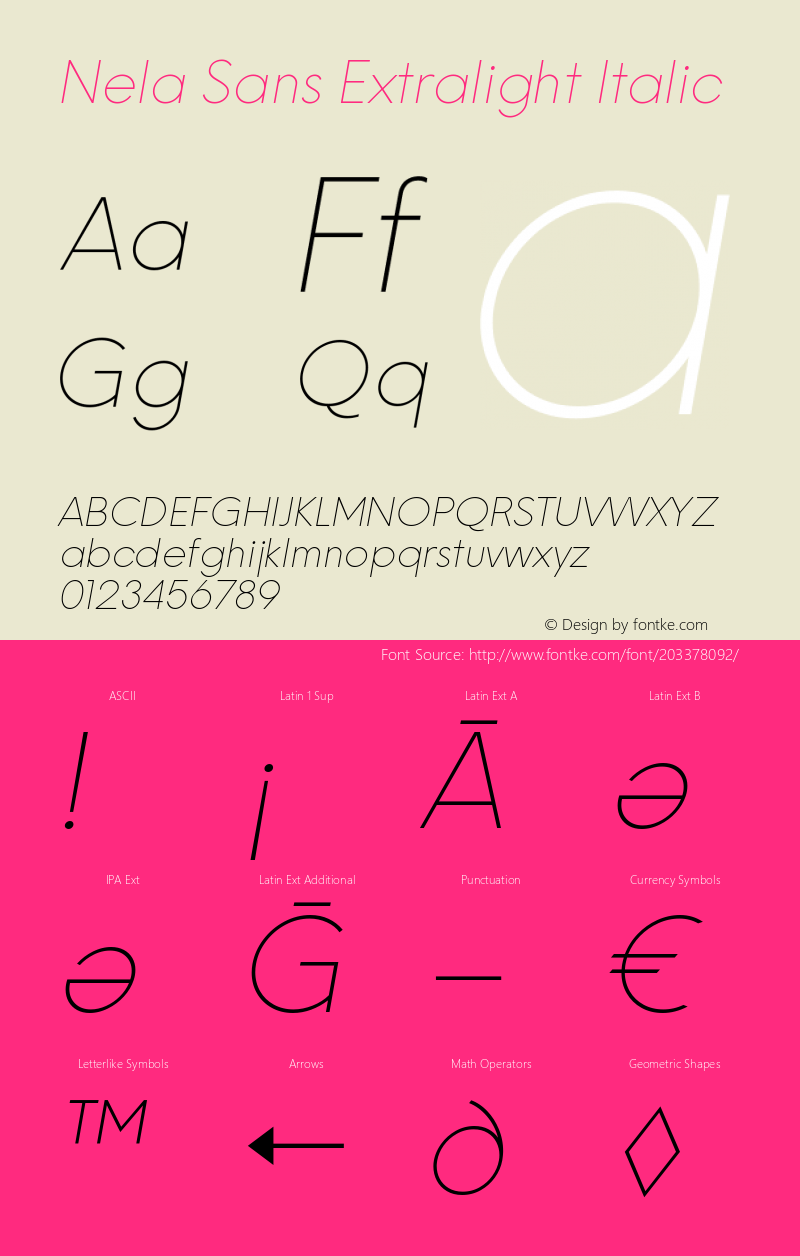 Nela Sans Extralight Italic Version 1.000图片样张