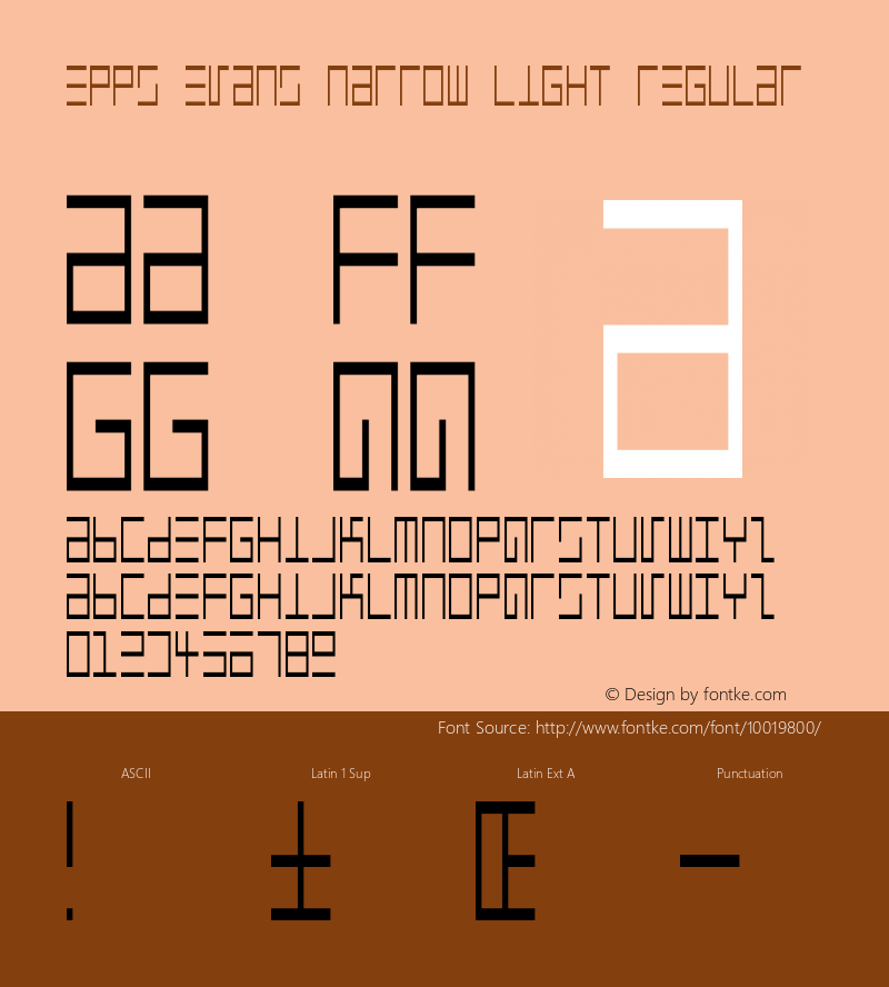 Epps Evans Narrow Light Regular Macromedia Fontographer 4.1.3 4/3/97图片样张