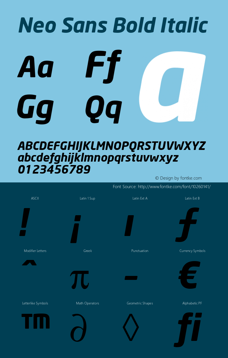 Neo Sans Bold Italic Version 001.000图片样张