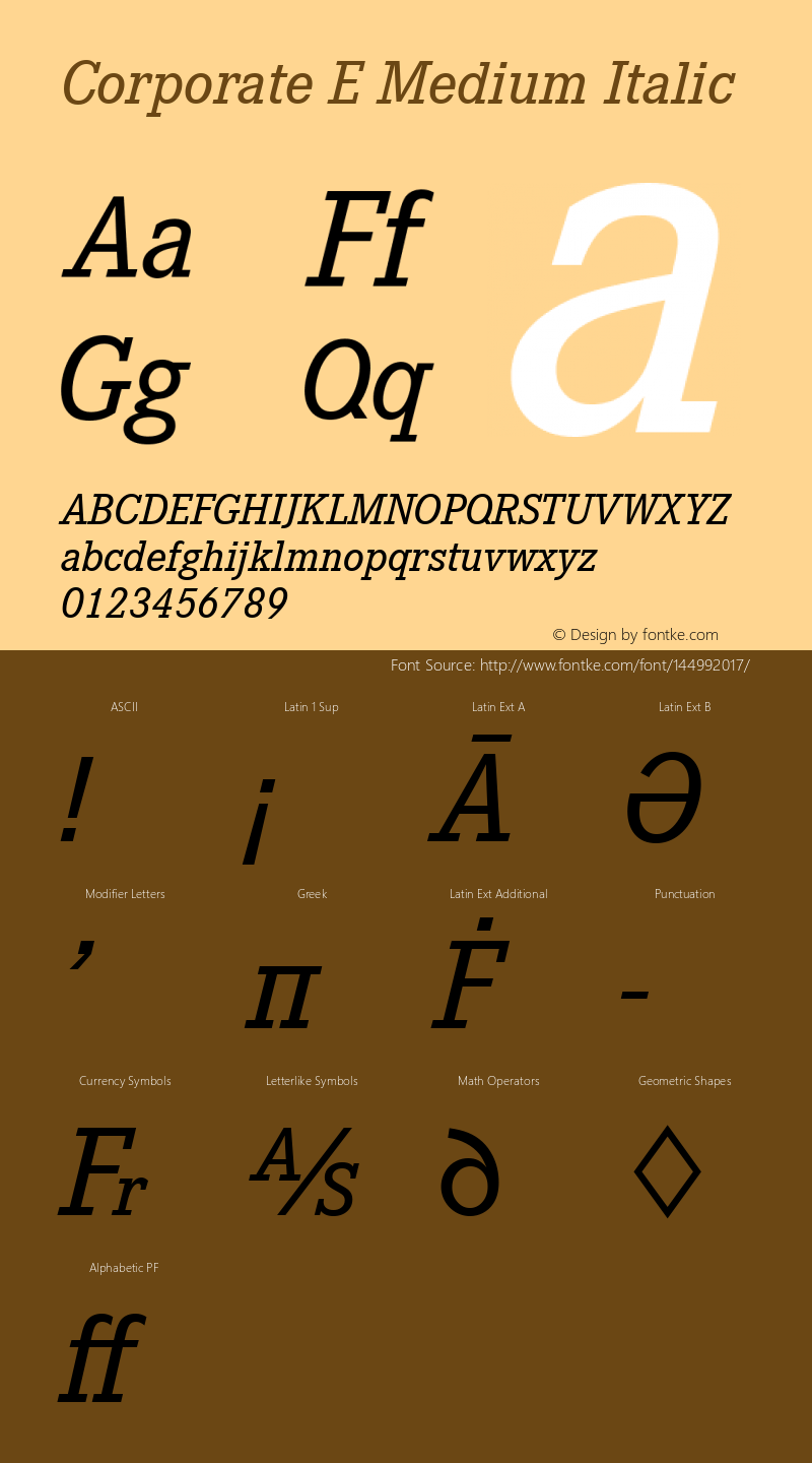 Corporate E Medium Italic Version 1.00图片样张