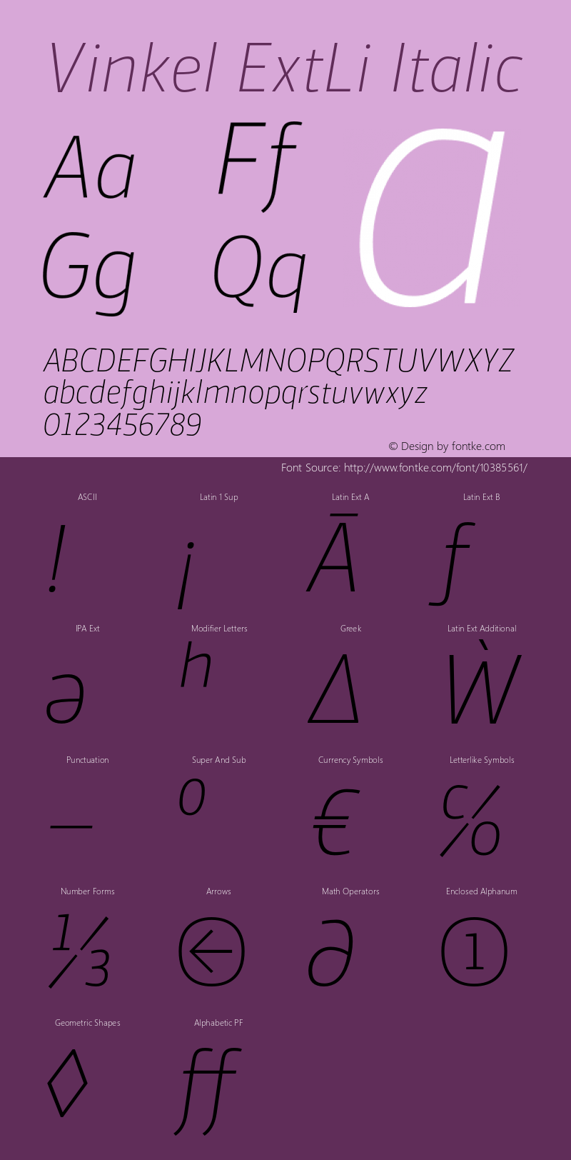 Vinkel ExtLi Italic 1.000图片样张