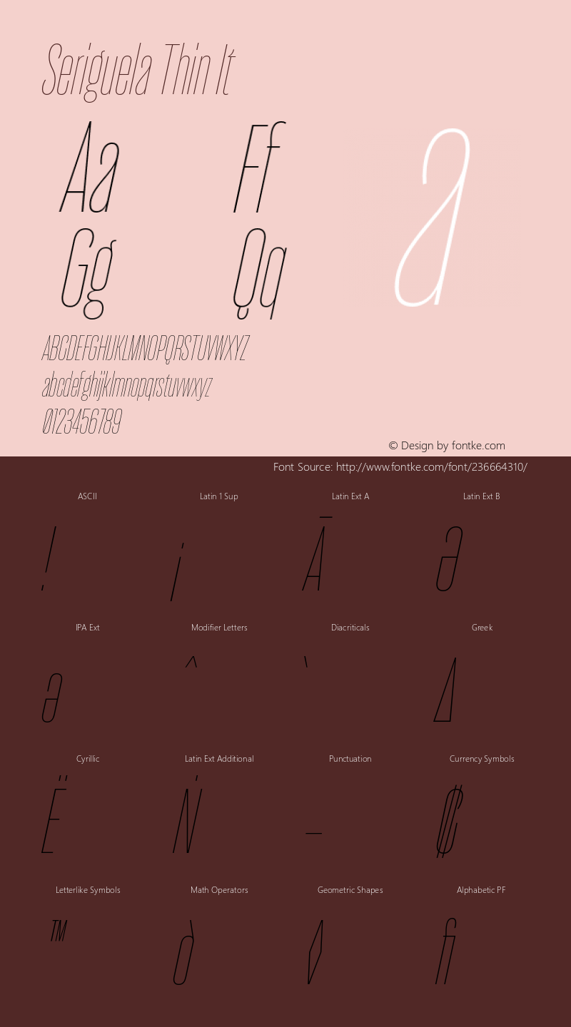 Seriguela Thin It Version 1.000;hotconv 1.0.109;makeotfexe 2.5.65596图片样张