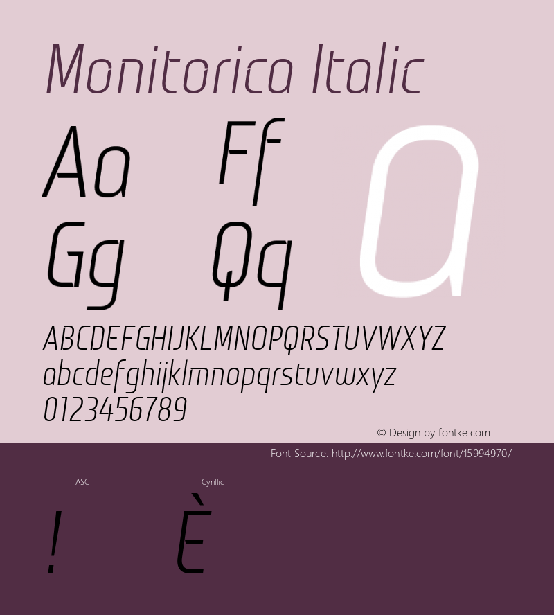 Monitorica Italic 1.2; CC 4.0 BY-ND; ttfautohint (v1.4.1)图片样张