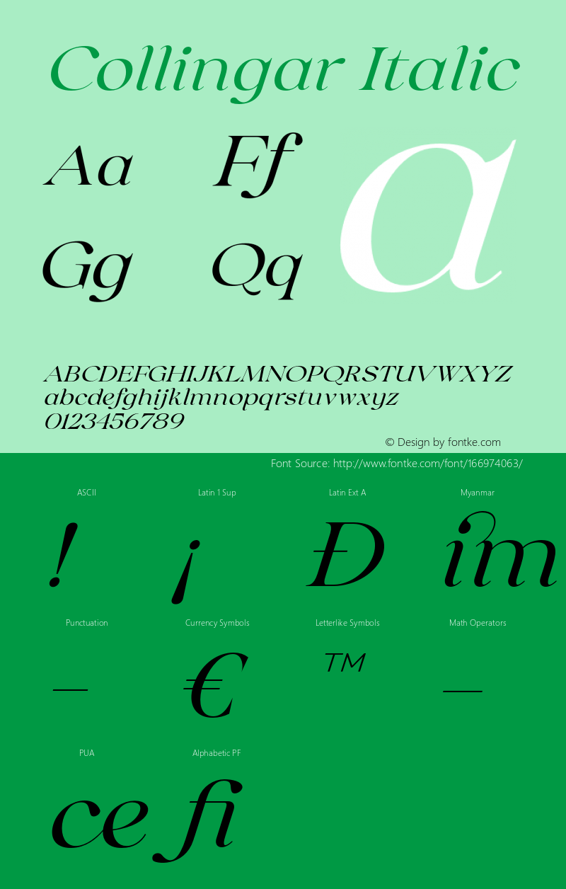 Collingar-Italic Version 1.000图片样张