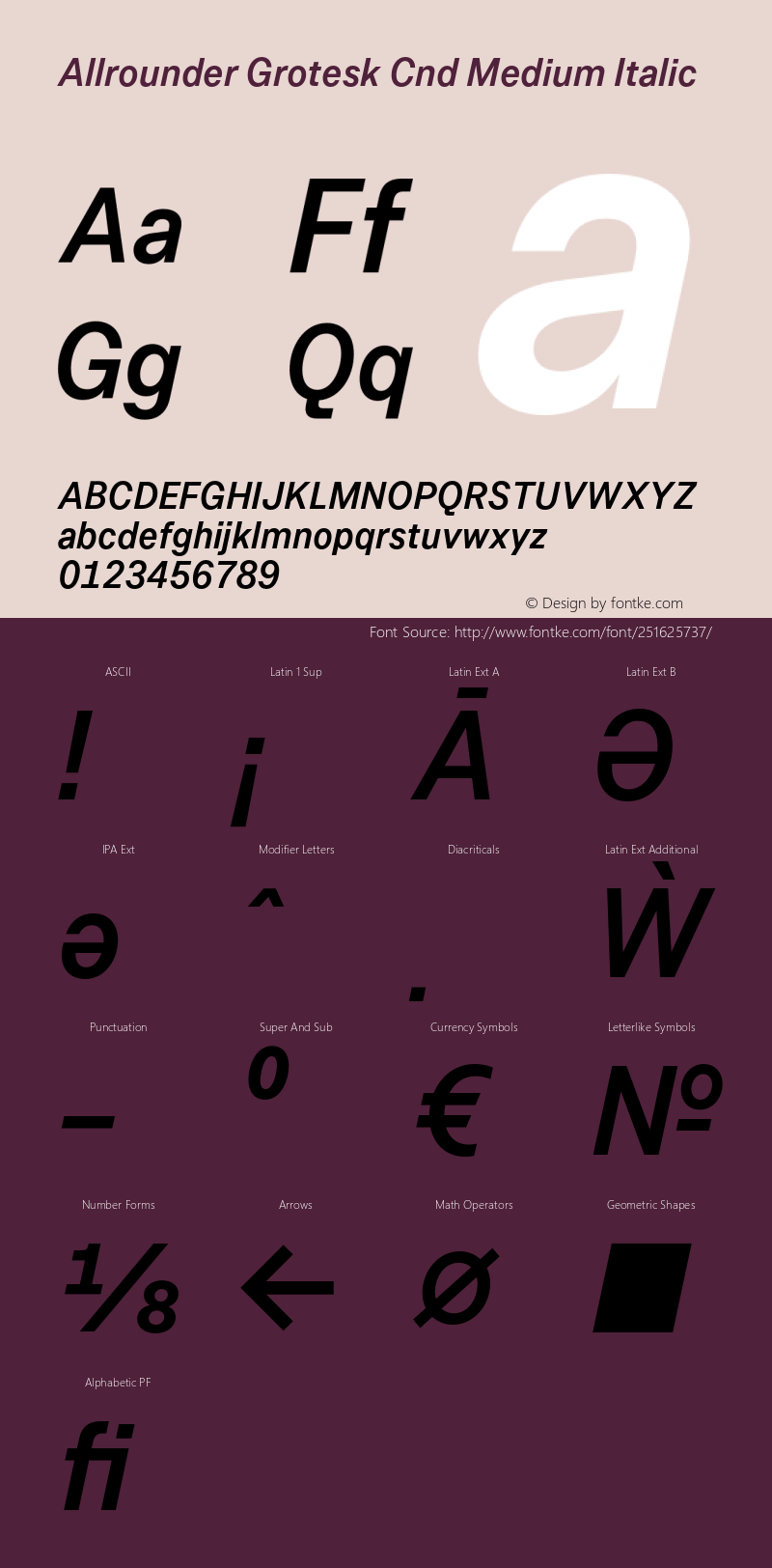 Allrounder Grotesk Cnd Medium Italic Version 1.000图片样张
