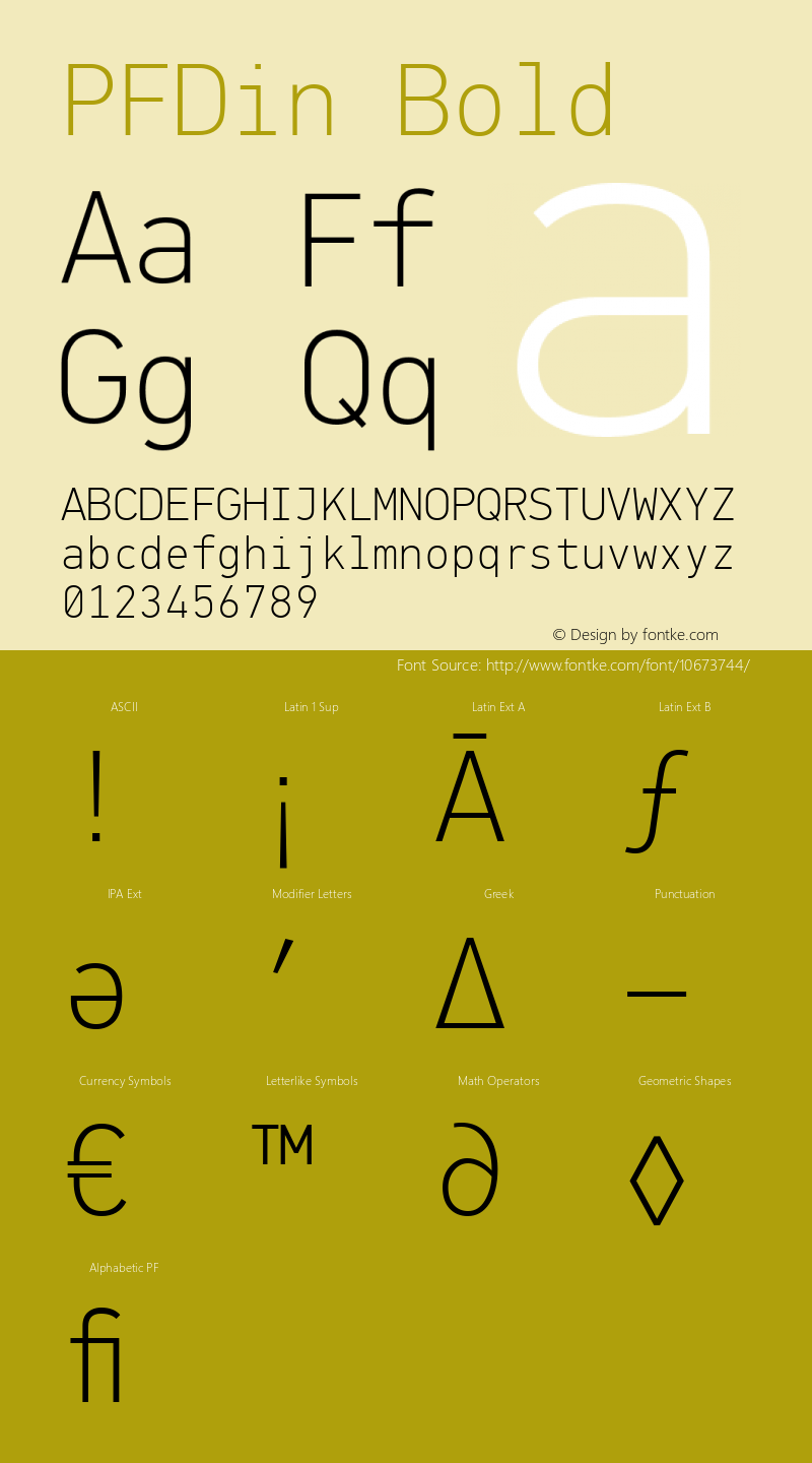 PFDin Bold Version 1.000;com.myfonts.easy.parachute.pf-din-mono.thin.wfkit2.version.3r5m图片样张