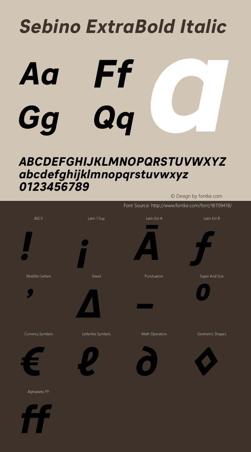 Sebino ExtraBold Italic Version 1.000图片样张