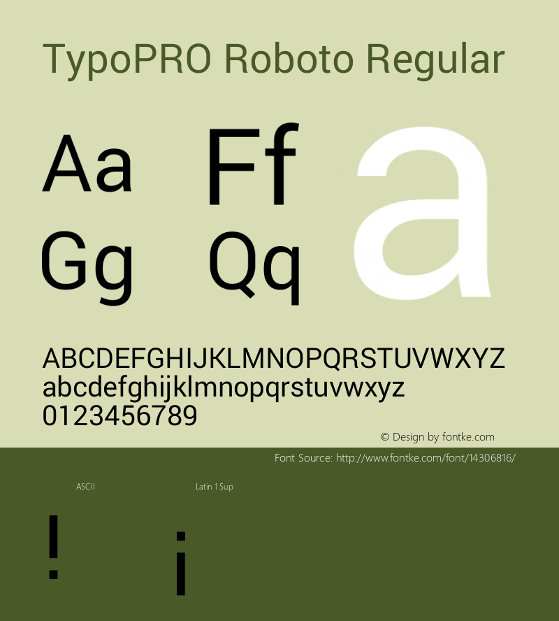 TypoPRO Roboto Regular Version 1.200310; 2013图片样张