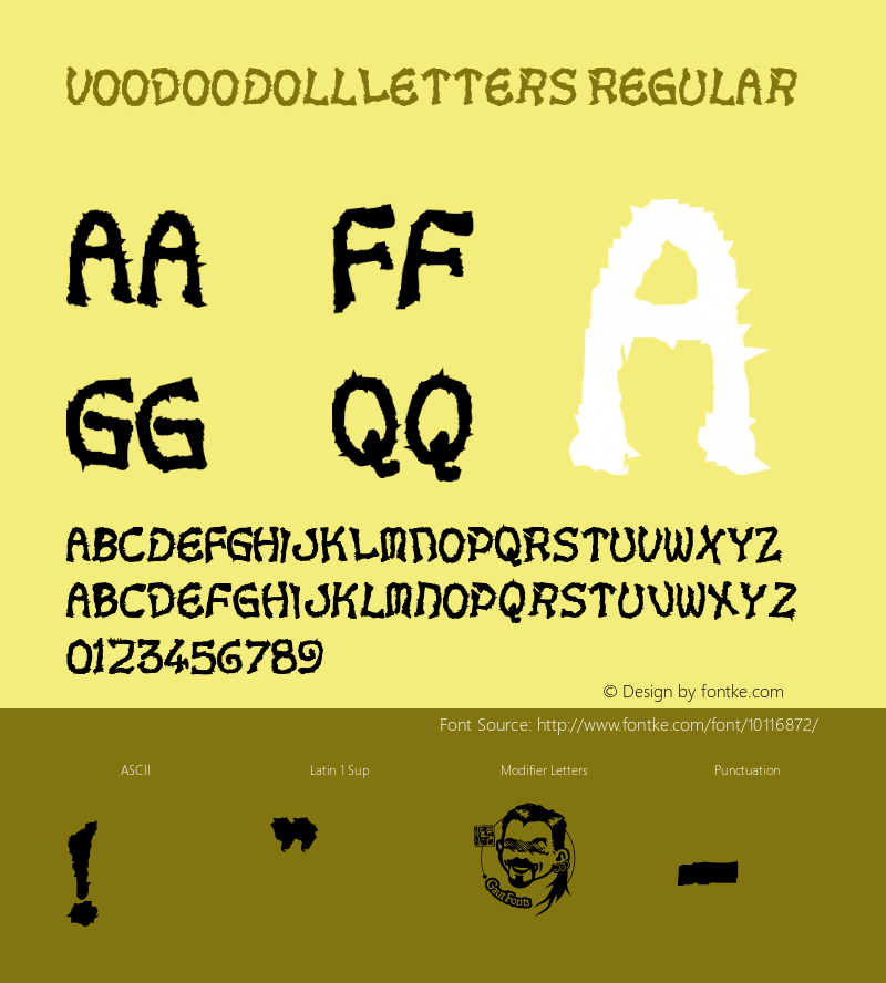 VoodooDollLetters Regular Macromedia Fontographer 4.1.5 6/11/03图片样张